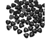sourcing map 40 piezas de diamantes de imitación de corazón acrílico de 12 mm con parte trasera plana, gemas de plástico para manualidades, pintura facial, bisutería, color negro