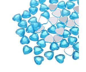 sourcing map 40 piezas de diamantes de imitación de corazón acrílico de 12 mm con parte trasera plana, gemas de plástico para manualidades, pintura facial, fabricación de joyas, color azul lago