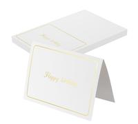 sourcing map 40 tarjetas de felicitación para el día de nacimiento, marco de línea dorada blanca de 5.6 x 3.8 pulgadas, plegables, rellenables, tarjetas de felicitación para mesa