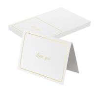 sourcing map 40 tarjetas de felicitación para mesa con texto en inglés "Love You", marco de línea dorada blanca de 5.6 x 3.8 pulgadas, plegables, en blanco, para mesa