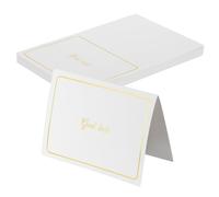 sourcing map 40 tarjetas de mesa de buena suerte, marco de línea dorada blanca de 5.6 x 3.8 pulgadas, tarjetas de felicitación plegables en blanco para mesa