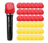 sourcing map 400 fundas desechables para micrófono, no tejidas, cubierta protectora para parabrisas para KTV, sala de grabación, actuaciones en escenario, entrevista (rojo/amarillo)