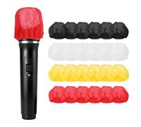 sourcing map 400 fundas desechables para micrófono, no tejidas, cubierta protectora para parabrisas para KTV, sala de grabación, actuaciones en escenario, entrevista (rojo/amarillo/blanco/negro)