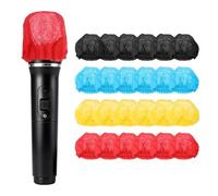 sourcing map 400 fundas desechables para micrófono, no tejidas, cubierta protectora para parabrisas para KTV, sala de grabación, actuaciones en escenario, entrevista (rojo/amarillo/azul/negro)