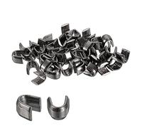 sourcing map 40uds Cremallera Deslizador Retenedores, #10 U Forma Superiores Tapones para Bolsas Abrigos Chaquetas Cerrado Extremo Cremalleras Reemplazo, Metálico Negro