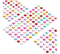 sourcing map 455 calcomanías de diamantes de imitación multicolor para manualidades, 5 hojas de gemas autoadhesivas cuadradas, calcomanías de joyería de cristal para decoración de mesa de fiesta