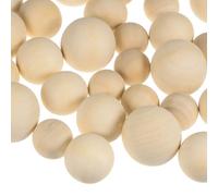 sourcing map 48 Piezas Bolas de Madera 20mm, 25mm, 30mm. Esferas de Madera Maciza Sin Terminar, Bolas de Madera Natural para Manualidades yAdornos de Arte DIY