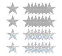 sourcing map 48 piezas de recortes de estrellas, decoración de estrellas de papel doble impreso, confeti, cartón, decoración para tablón de anuncios, pared, aula, fiesta, plata/plata láser