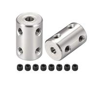sourcing map 4mm a 4mm Interior Diámetro Rígido Acoplamiento Fijación Tornillo L22XD14 Inoxidable Acero, Eje Acoplador Conector, Motor Accesorios, 2 Piezas