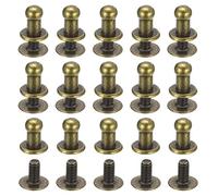sourcing map 4mm Bola Cabeza Perno Remaches Tornillo Espalda, 15 Paquete Redondo Cabeza Botón Pezón Remache para Bricolaje Cuero Artesanía Bolso Cinturón, Bronce Tono
