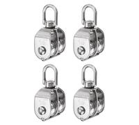 sourcing map 4Pcs M15 Doble Polea, Polea Fija de Acero Inoxidable para Izaje y Rigging, Rueda de Elevación de Grúa, Polea de Cable de Cuerda