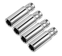 sourcing map 4Pcs Unidad de 1/4 de pulgada 10 mm Cr-V de 6 puntos de enchufe profundo