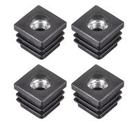 sourcing map 4uds Inserciones para Cuadrados Tubos con M8 Rosca, para 0,98" x0,98 OD Cuadrado Tubo, Cuadrado Negro Plástico Tapón Rueda Inserción Silla Extremo Tapas Muebles Pata Tapón