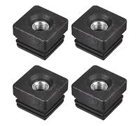 sourcing map 4uds Insertos para Cuadrados Tubos con Rosca M10, para 1,26" x1,26 OD Cuadrado Tubo, Cuadrado Negro Plástico Tapón Rueda Inserción Silla Extremo Tapas Muebles Pata Tapón