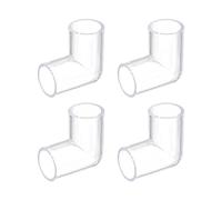 sourcing map 4uds Transparente Acrílico Tubería Codo, 20mm/0,79" 2 Vías Codo Tubería Montaje Adaptador para Acuarios Agua Peces Tanque