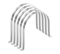 sourcing map 5 abrazaderas de conducto de 200 mm, abrazadera de tubo en U M200, correa de tubo rígida de acero inoxidable, soporte en forma de U con dos agujeros para fijación de cable de manguera de