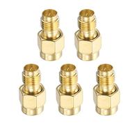 sourcing map 5 adaptadores SMA rectos macho a RP-SMA hembra, adaptador convertidor de 50 ohmios para antenas, monitoreo de señal, banco de pruebas, router WiFi, navegación de coche, color dorado