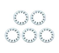 sourcing map 5 arandelas de bloqueo interno SAE 1, acero al carbono chapado en zinc, cierre de estrella de varios dientes, tono plateado