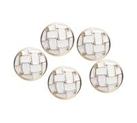 sourcing map 5 botones de perlas de imitación de color blanco dorado de 28 L de 18 mm de diámetro, 0.4 pulgadas de grosor, botón de costura redondo de plástico para abrigos, ropa, manualidades, estilo