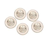 sourcing map 5 botones de perlas de imitación de color blanco dorado de 34 L, 21 mm de diámetro, 0.4 pulgadas de grosor, botón de costura redondo de plástico para manualidades, estilo W