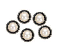 sourcing map 5 botones de perlas de imitación de color blanco dorado de 34 L de 21 mm de diámetro, 0.55 pulgadas de grosor, botón de costura redondo de plástico para manualidades, estilo C