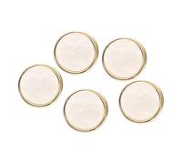 sourcing map 5 botones de perlas de imitación de color blanco dorado de 40 L, 25 mm, 2,5 cm de diámetro, 1 cm de grosor, botón de costura redondo de plástico, cierre de repuesto para abrigos, ropa