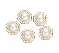 sourcing map 5 botones de perlas de imitación de color blanco dorado de 40 L, 25 mm, 2,5 cm de diámetro, 1,5 cm de grosor, botón de costura redondo de plástico, cierre de repuesto para manualidades