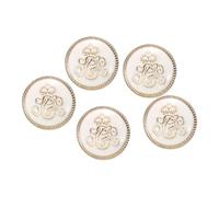 sourcing map 5 botones de perlas de imitación de color dorado y blanco de 40 L, 25 mm, 2,5 cm de diámetro, 1,27 cm de grosor, botón de costura redondo de plástico, cierre de repuesto para abrigos