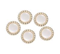sourcing map 5 botones de perlas de imitación de color dorado y blanco de 40 L, 25 mm, 2,5 cm de diámetro, 1,1 cm de grosor, botón de costura redondo de plástico, cierre de repuesto para abrigos, ropa