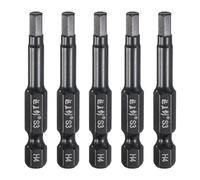 sourcing map 5 brocas de cabeza hexagonal de 4 mm (H4) métricas de 1/4 pulgadas, vástago hexagonal de 50 mm de longitud, destornillador magnético de acero S3, brocas eléctricas hexagonales de grado