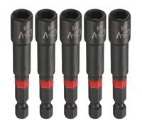 sourcing map 5 brocas de destornillador de tuerca de 1/4 pulgadas, vástago hexagonal de 3 pulgadas de largo, 65 mm de largo, magnéticos, 6 puntos, ajuste de pernos de acero fosfatado CR-V de cambio