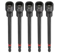 sourcing map 5 brocas de destornillador de tuerca de 11 mm, vástago hexagonal de 150 mm de largo, magnéticos, 6 puntos, ajuste de pernos de acero CR-V fosfatado de cambio rápido para taladros