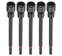 sourcing map 5 brocas de destornillador de tuerca de 12 mm, vástago hexagonal de 150 mm de largo, magnético de 6 puntos, ajuste de pernos de acero CR-V fosfatado de cambio rápido para taladros