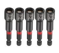 sourcing map 5 brocas de destornillador de tuerca de 5/16 pulgadas, vástago hexagonal de 3 pulgadas de largo, magnéticos, 6 puntos, ajuste de pernos de acero CR-V fosfatado de cambio rápido para