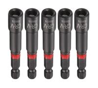 sourcing map 5 brocas de destornillador de tuerca de 6 mm, vástago hexagonal de 1/4 pulgadas de largo, magnéticos, 6 puntos, ajuste de pernos de acero CR-V fosfatado de cambio rápido para taladros