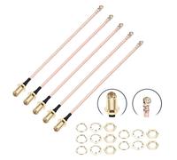 sourcing map 5 cables coaxiales U.F.L1 a RP-SMA hembra, 2 pulgadas/5 cm RP-SMA hembra a IPX MHF1 RG178 cable coaxial con arandelas y tuercas para enrutadores inalámbricos, antena Mini PCI Wi-Fi