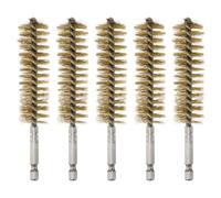 sourcing map 5 cepillos de latón de 22 mm de diámetro, cepillo de alambre de bronce trenzado limpiador de tubos con mango hexagonal de 1/4 pulgadas para tubos, puertos, rodamientos