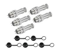 sourcing map 5 conectores de aviación GX12 de 2 pines de 300 V 5 A 16 mm, conector circular de metal con enchufe macho hembra y tapas impermeables para remolques, drones, equipos industriales, color