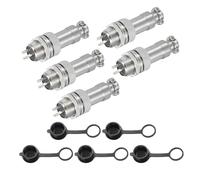 sourcing map 5 conectores de aviación GX12 de 3 pines de 300 V 5 A 16 mm, conector circular de metal con enchufe macho hembra y tapas impermeables para remolques, drones, equipos industriales, color