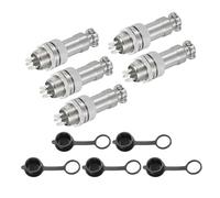 sourcing map 5 conectores de aviación GX12 de 6 pines de 300 V 5 A 16 mm, conector circular de metal con enchufe macho hembra y tapas impermeables para remolques, drones, equipos industriales, color