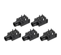 sourcing map 5 conectores hembra de montaje en PCB de 6,35 mm, conector estéreo de 9 pines de 11,5 mm, conector de audio para micrófono, auriculares, reproductor multimedia, interfaz negra