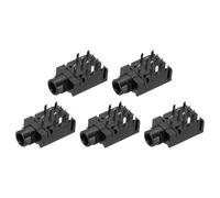 sourcing map 5 conectores hembra de montaje en PCB de 6,35 mm, conector estéreo de 9 pines de 9 mm, conector de audio para micrófono, auriculares, reproductor multimedia, interfaz negra