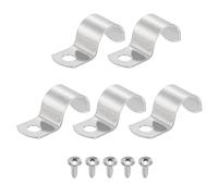 sourcing map 5 correas de tubo de 4/5 pulgadas, abrazadera de tubo de 1 agujero de acero inoxidable 304, abrazadera rígida de conducto en U, resistente con tornillos autorroscantes para instalación de