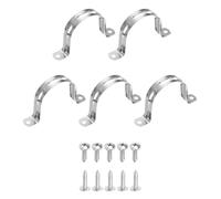 sourcing map 5 correas de tubo rígidas de acero inoxidable 304 de 60 mm, dos agujeros, abrazadera de conducto de tubo resistente con tornillos autorroscantes para instalación de cable de manguera