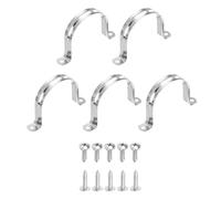 sourcing map 5 correas rígidas de acero inoxidable 304 de 75 mm, abrazadera de conducto de tubo resistente con tornillos autorroscantes para instalación de cables de manguera, color plateado