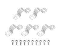 sourcing map 5 correas rígidas de tubo de 20 mm con dos agujeros, abrazadera de conducto de acero inoxidable 304, soporte en U grueso, abrazadera de tubo resistente con tornillos autorroscantes para