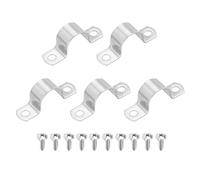 sourcing map 5 correas rígidas de tubo de 25 mm con dos agujeros, abrazadera de conducto de acero inoxidable 304, soporte en U grueso, abrazadera de tubo resistente con tornillos autorroscantes para