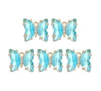 sourcing map 5 dijes de mariposa chapados en oro de cristal, colgante de circonita de latón para accesorios de teléfono, llavero, manualidades, azul lago, 12 x 10 mm, 12x10mm, Crystal