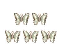 sourcing map 5 dijes de mariposa chapados en oro de cristal, colgante de circonita de latón para accesorios de teléfono, llavero, manualidades, color verde claro, 19 x 15 mm, 19x15mm, Crystal