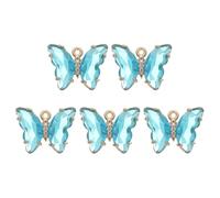 sourcing map 5 dijes de mariposa chapados en oro de cristal, colgante de circonita de latón para accesorios de teléfono, llavero, manualidades, azul lago, 19 x 15 mm, 19x15mm, Crystal